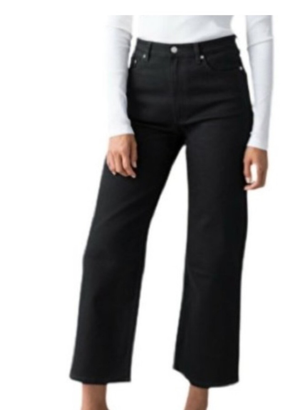& Other Stories Treasure Cut High Rise Wide Leg Jean in Black Size 27